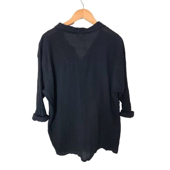 Vintage The Disney Catalog Black Crepe Button Down Top Mickey Mouse Size S/M - Picture 4 of 7